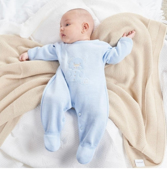 Blue Teddy Bear Knitted Onesie