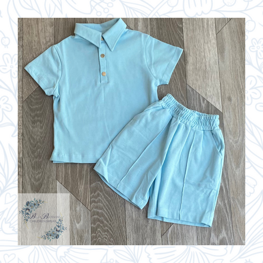 Boys Blue Two-Piece Shorts Set