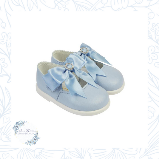 Girls Blue Bow First Walker Shoes