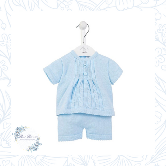 Blue Knitted Top & Shorts