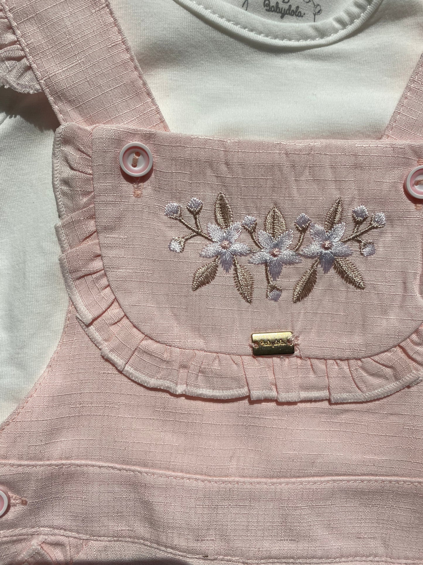 Baby Girls Pink Dungarees Set
