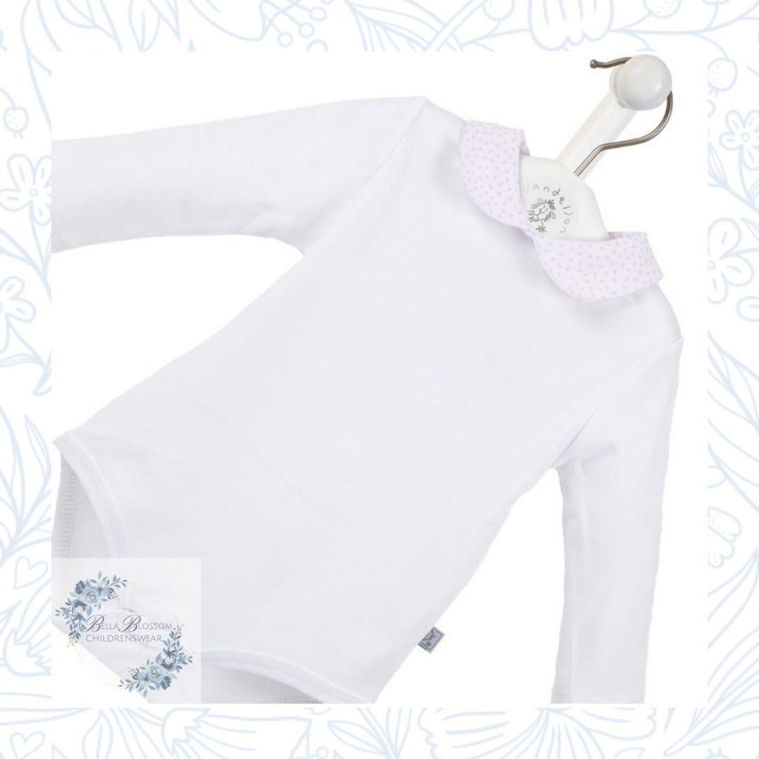 Peter Pan Body Suit With Pink Flecked Collar