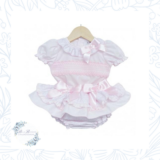 Waffle Skirt and T-Shirt - Pink Floral Skirt and Smocked T-Shirt