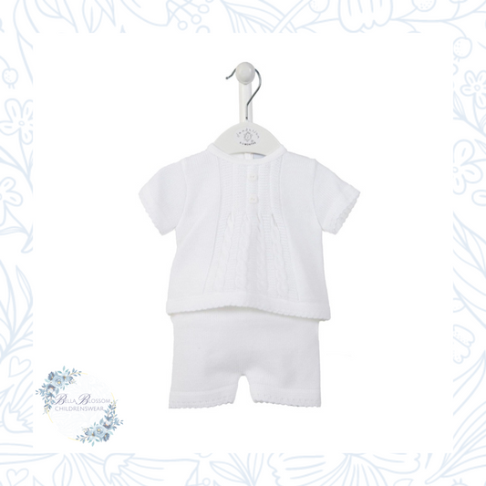 White Knitted Top & Shorts