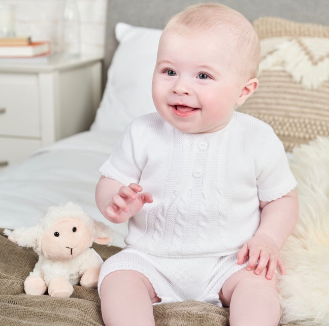 White Knitted Top & Shorts