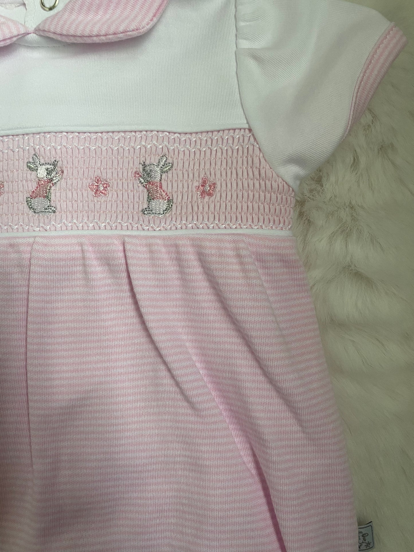 Pink Rabbit Smocked Romper