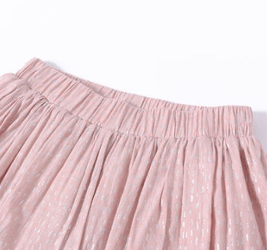 Girls Grey Top & Pink Skirt Set