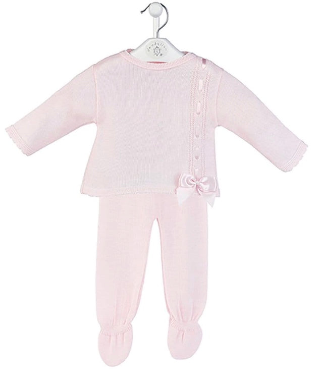 Pink Satin Bow Leggings Set