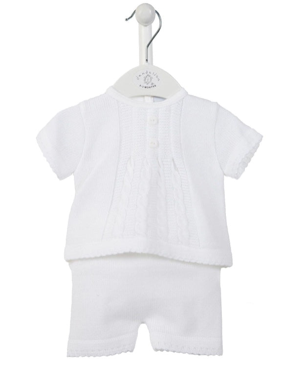 White Knitted Top & Shorts