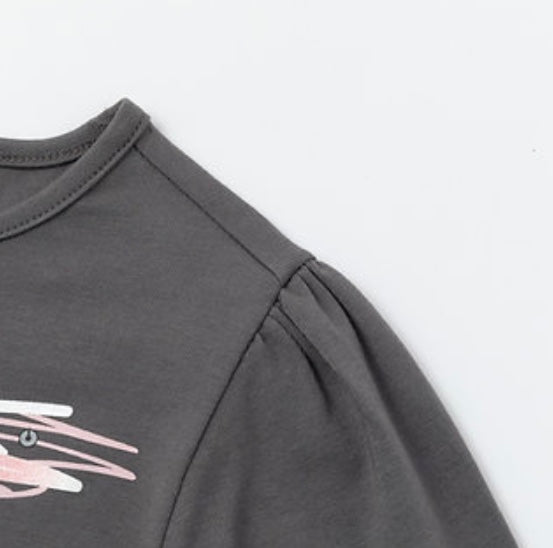 Girls Grey Top & Pink Skirt Set