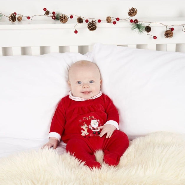 Christmas Velour Sleepsuit