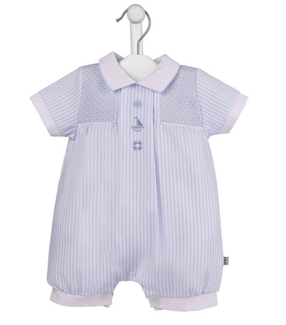 Smocked Pique Nautical Romper