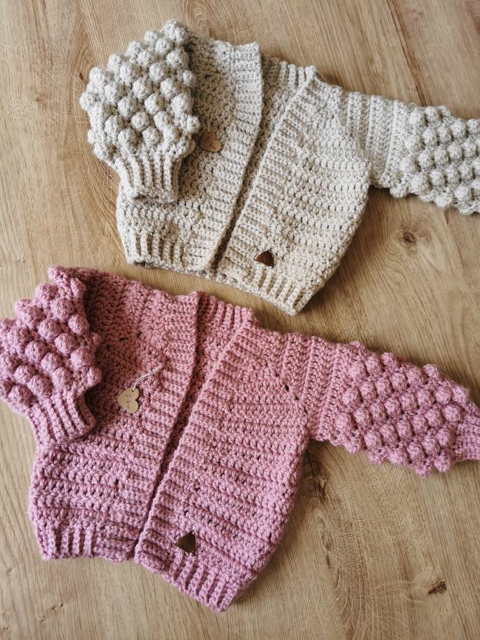Oversized Bobble Sleeve Knitted Cardigan
