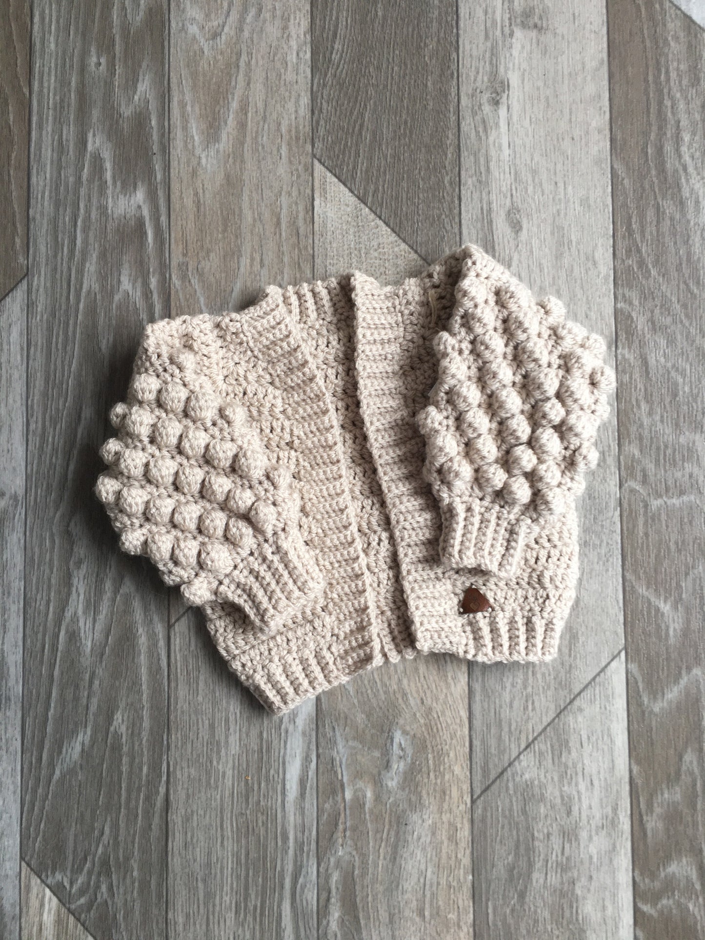 Oversized Bobble Sleeve Knitted Cardigan