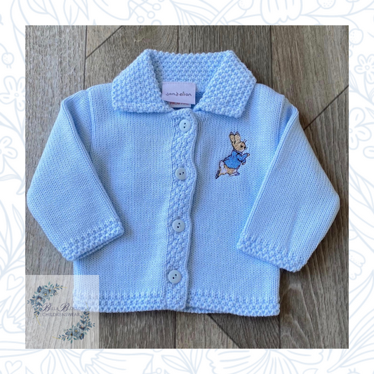 Blue Knitted Peter Rabbit Cardigan Embroidered