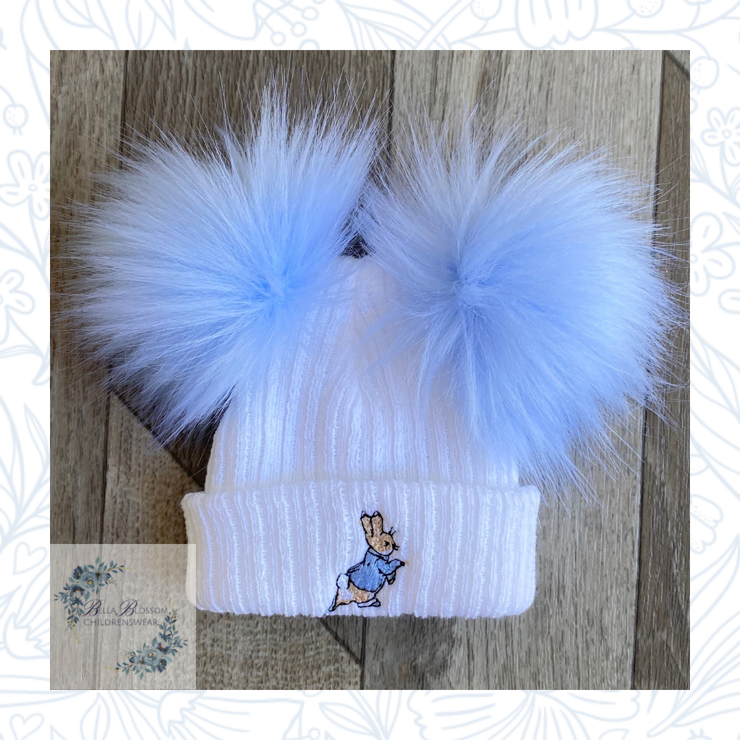 Baby Boys Peter Rabbit Embroidered Pom Pom Hat