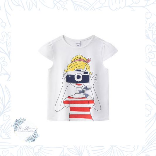 Girls Camera Print T-Shirt