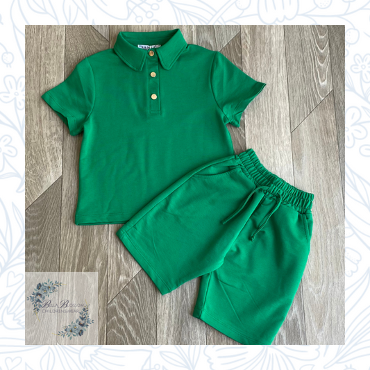 Green Two-Piece Shorts Set