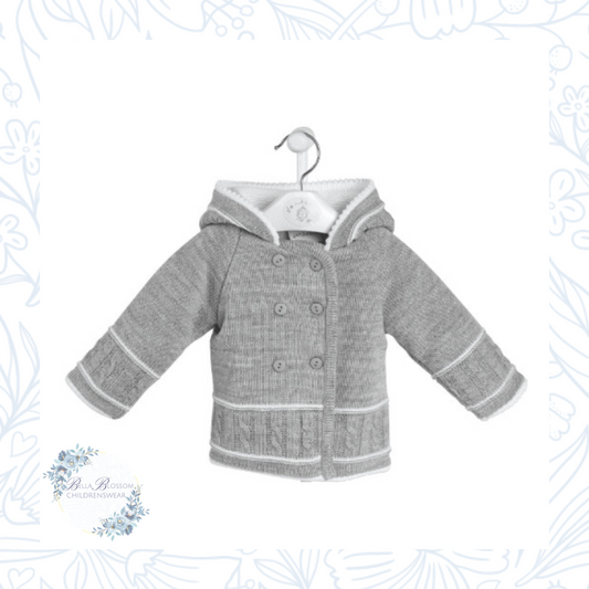 Grey/White Knitted Baby Cardigan