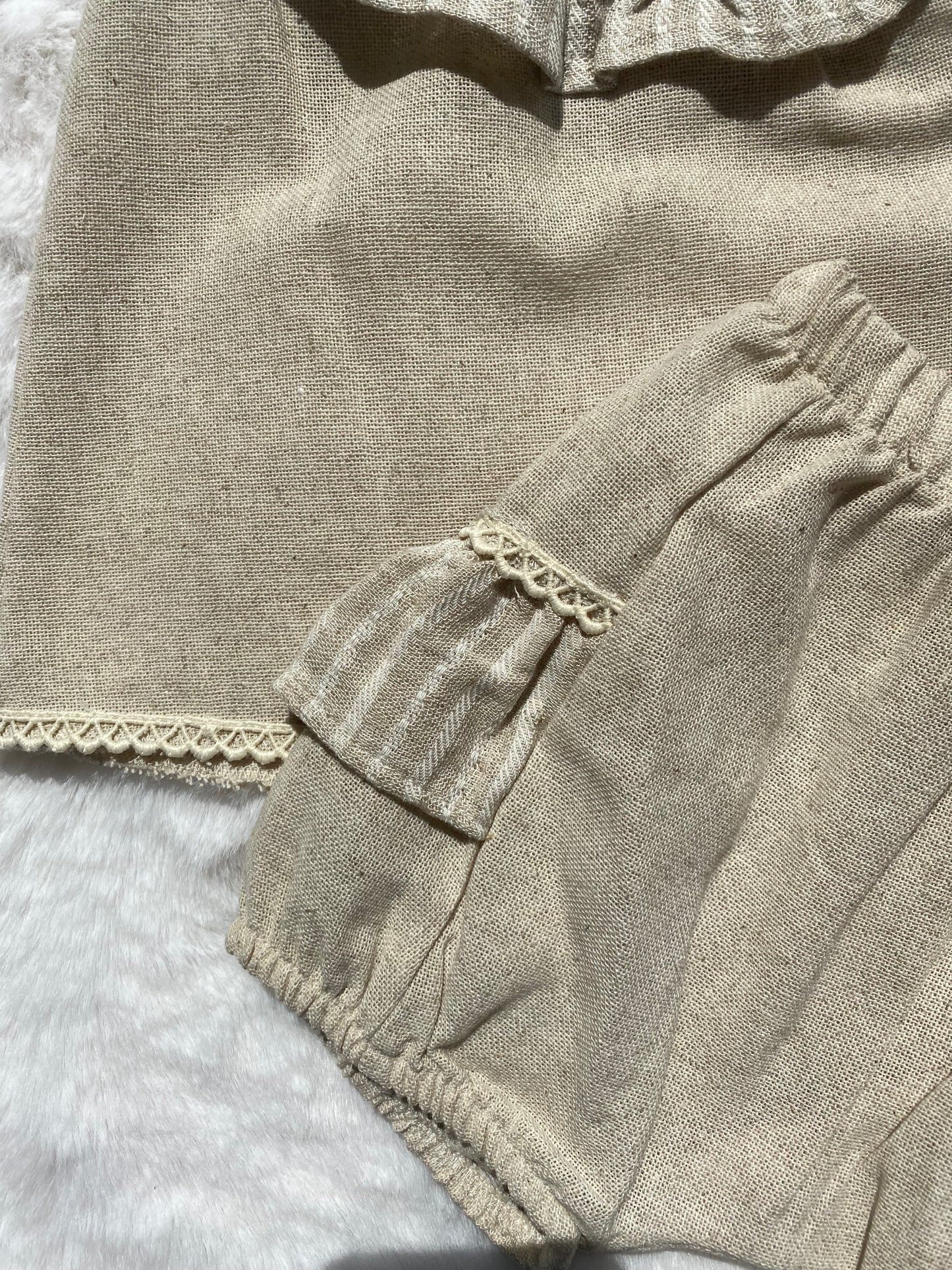 Baby Girls Beige Linen Shorts Set