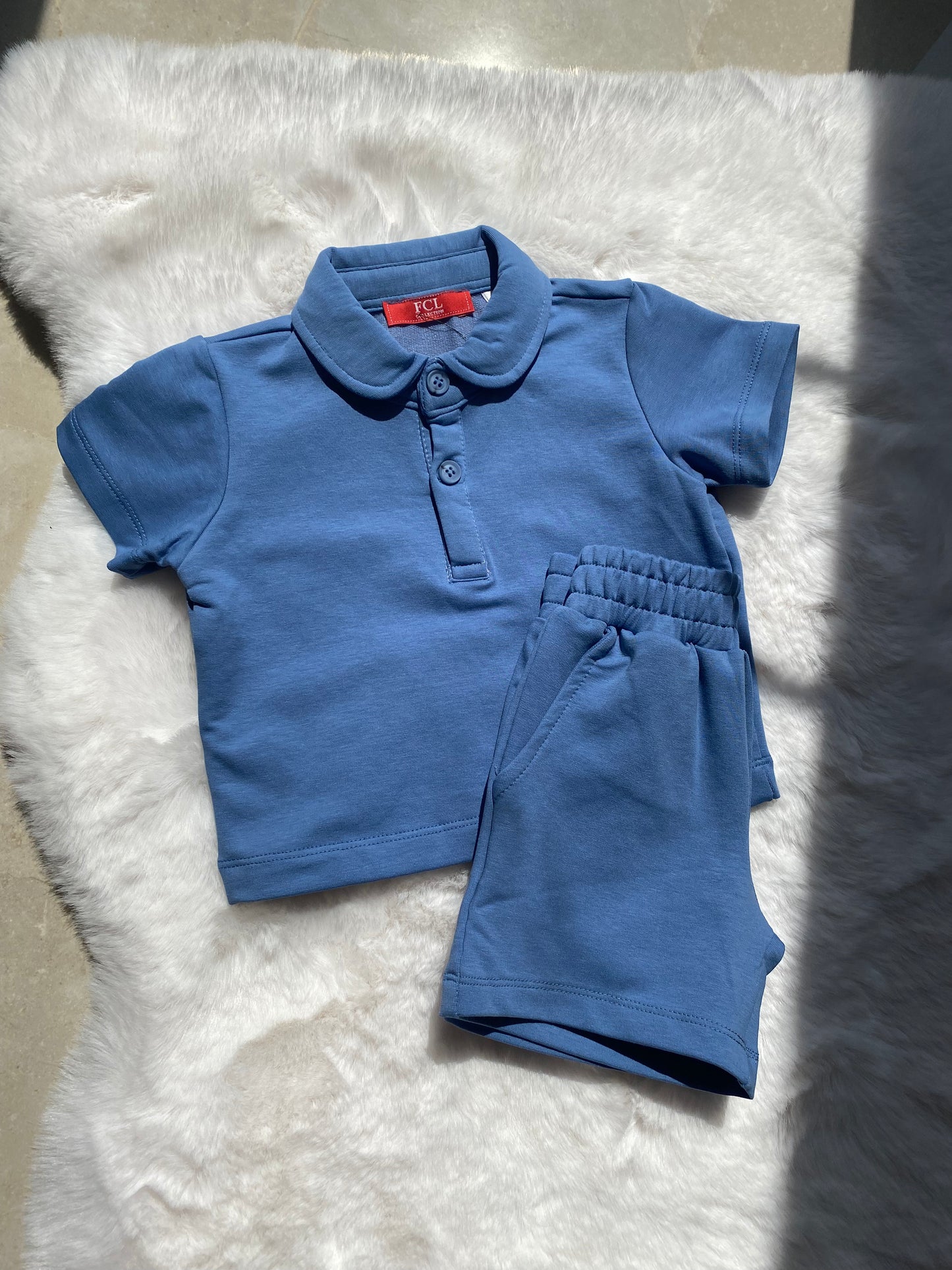 Baby Boys Blue Two-Piece Shorts Set