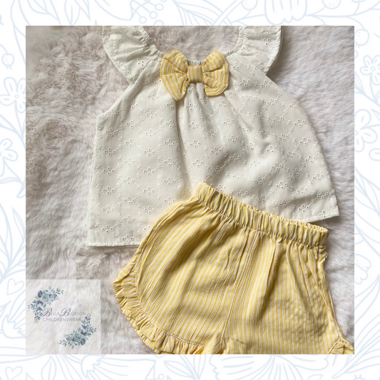 Baby Girls Broderie Anglaise Top with Shorts and Headband