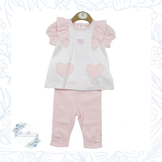Mintini Pink/White Heart Top and Leggings