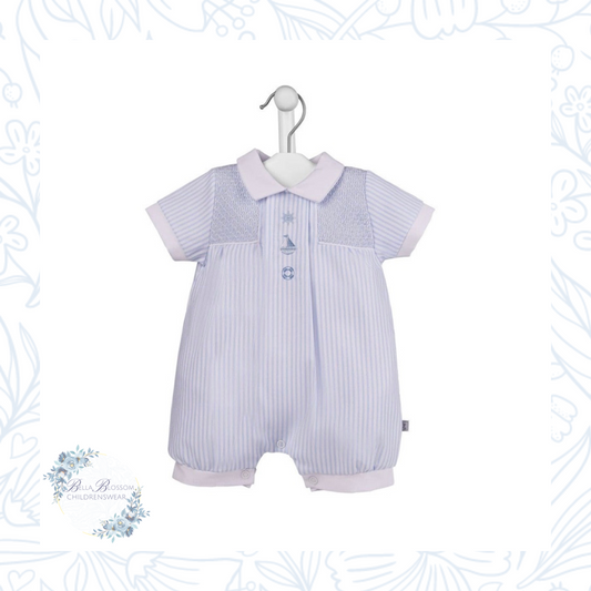 Smocked Pique Nautical Romper