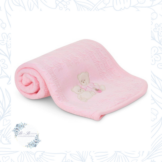 Pink Three Bears Baby Blanket