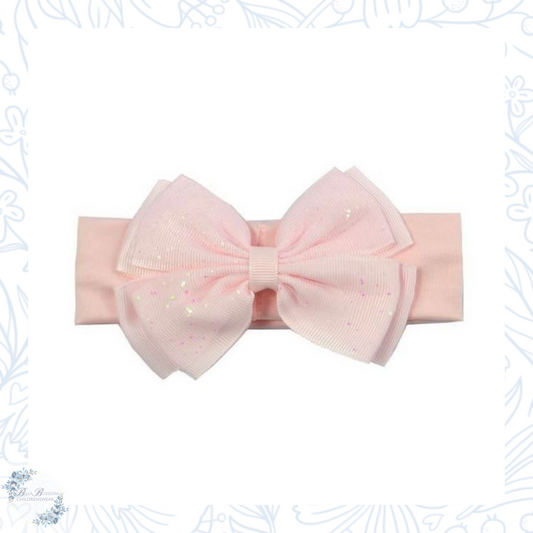 Pink Glitter Bow Headband