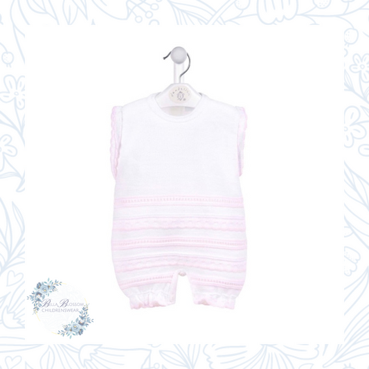 Pink/White Pointelle Knitted Romper