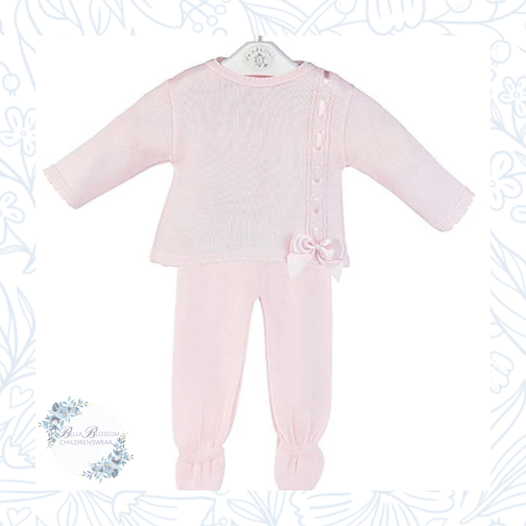 Pink Satin Bow Leggings Set