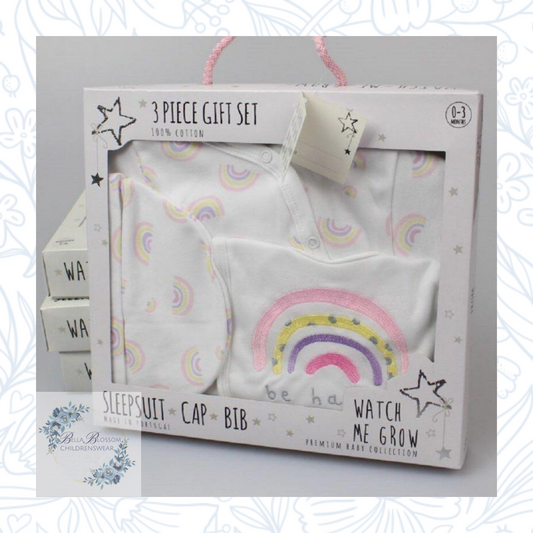 Baby Girls Gift Set - Rainbow 3 Piece New Baby / Baby Shower Gift Set