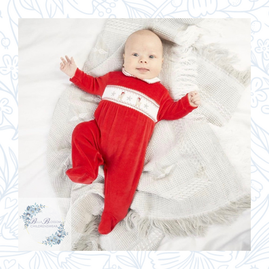 Reindeer Velour Christmas Sleepsuit