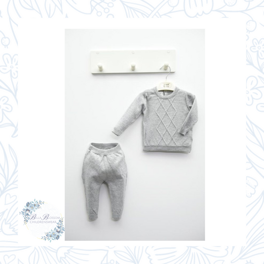 Baby boy jumper and trouser set Grey 100% Cotton Co-ord Top & Trousers