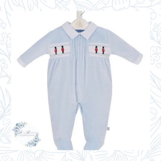 Little Soldiers Smocked Velour Romper