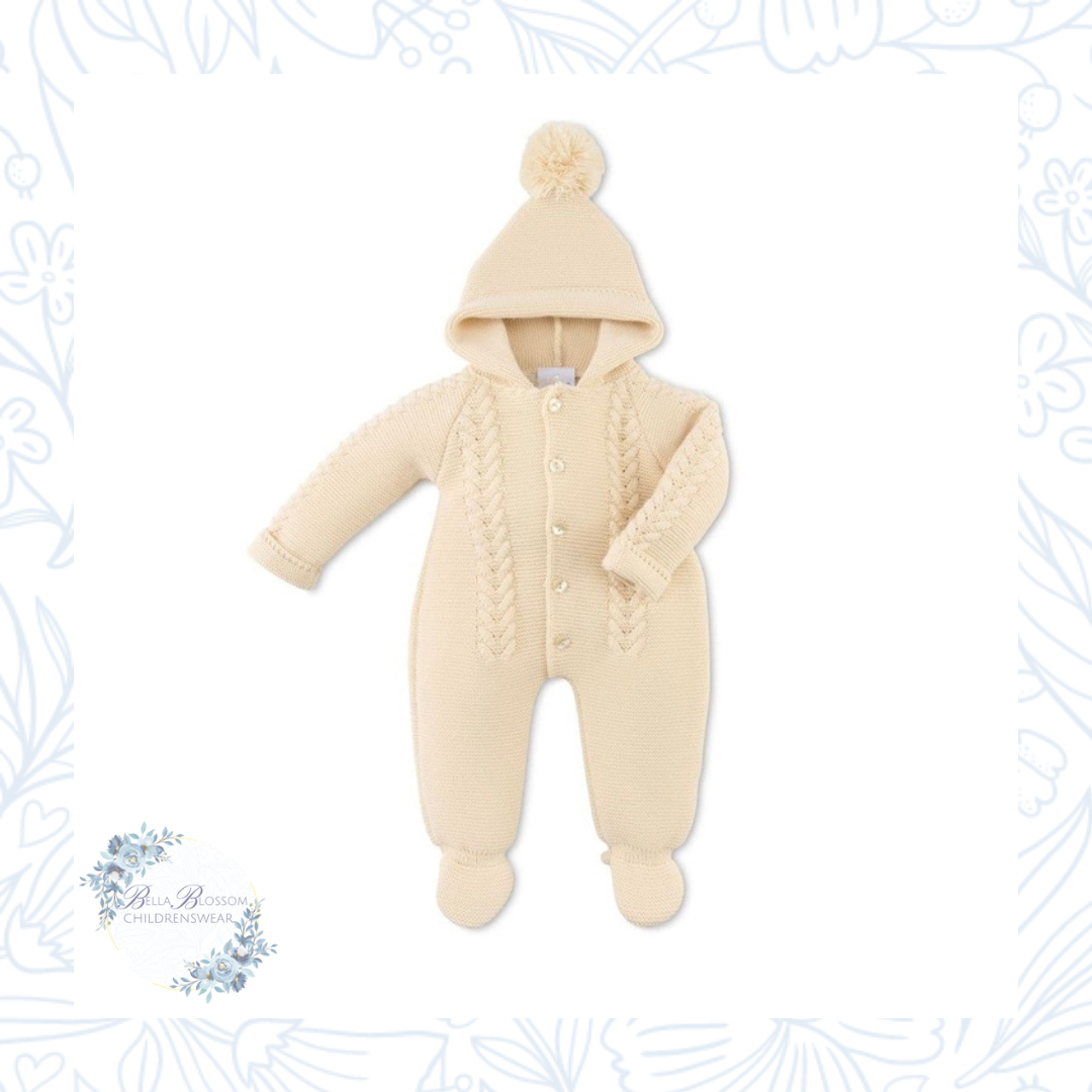 Taupe Cable Knit Pramsuit