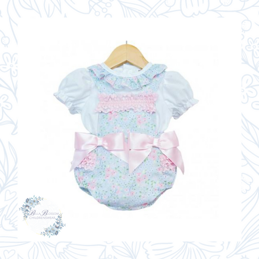 Floral Frilly Back Baby Romper with Shirt