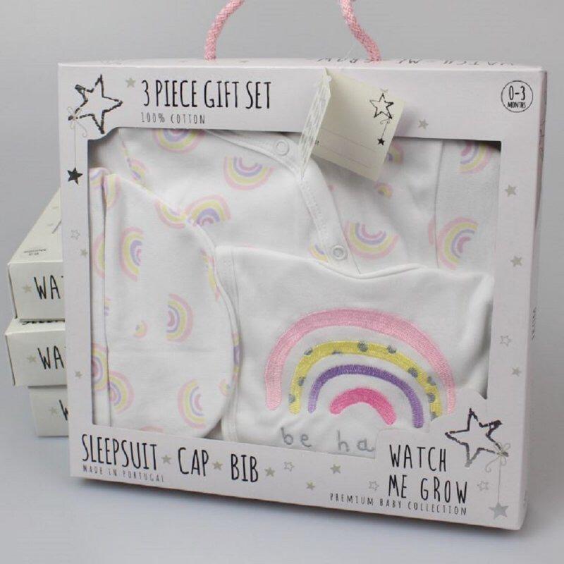 Baby Girls Gift Set - Rainbow 3 Piece New Baby / Baby Shower Gift Set