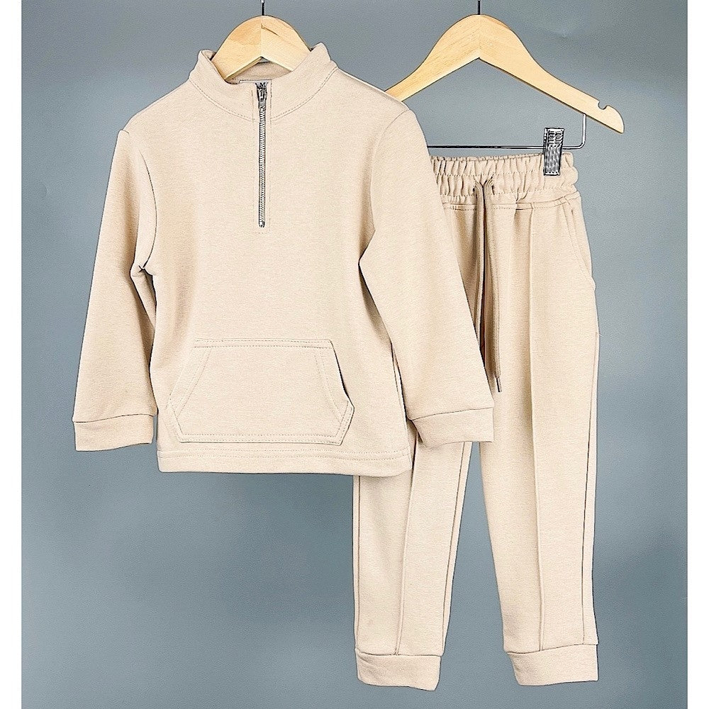 Beige Half Zip Top & Trousers Co-ord Set