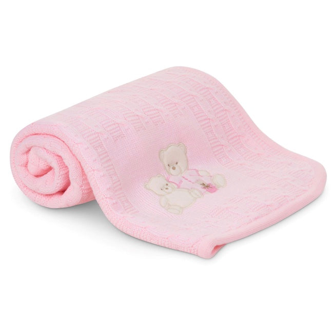 Pink Three Bears Baby Blanket