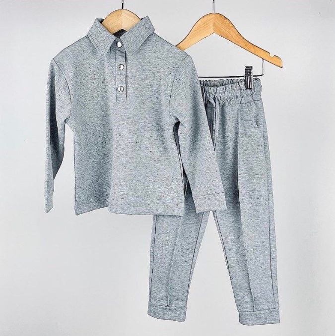 Grey Polo Top & Trousers Co-ord Set