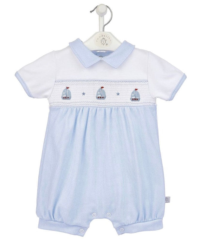 Checked Smocked Boys Romper