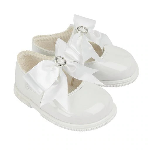 Girls White Diamanté shoes