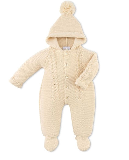 Taupe Cable Knit Pramsuit