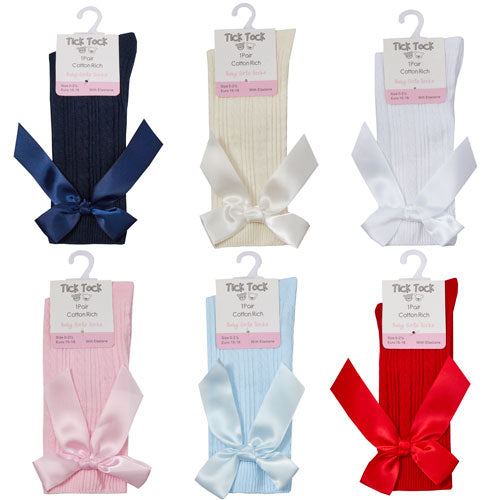 Toddler Bow Cable Knee High Socks