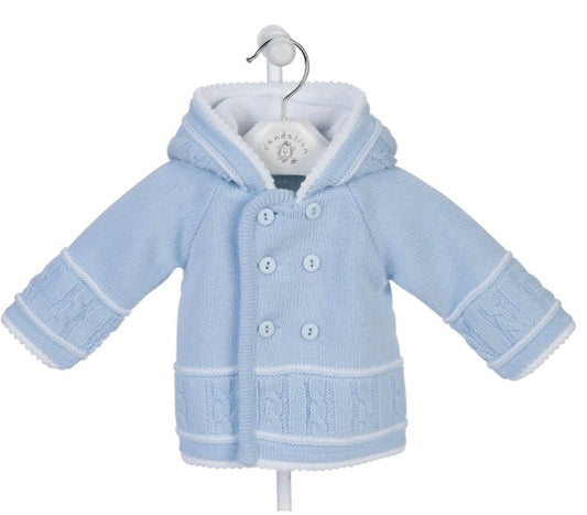 Knitted Baby Carigan - Blue/white