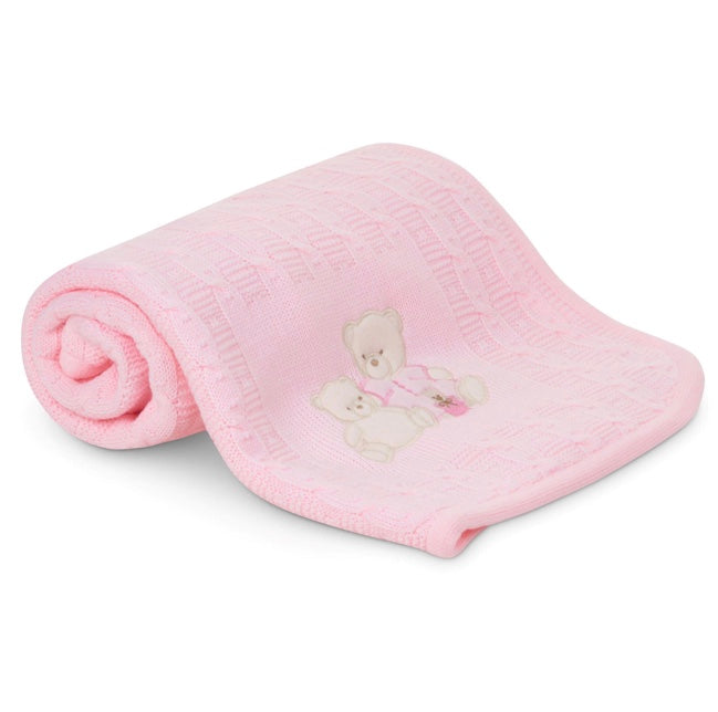 The pink Three Bears Baby Blanket!