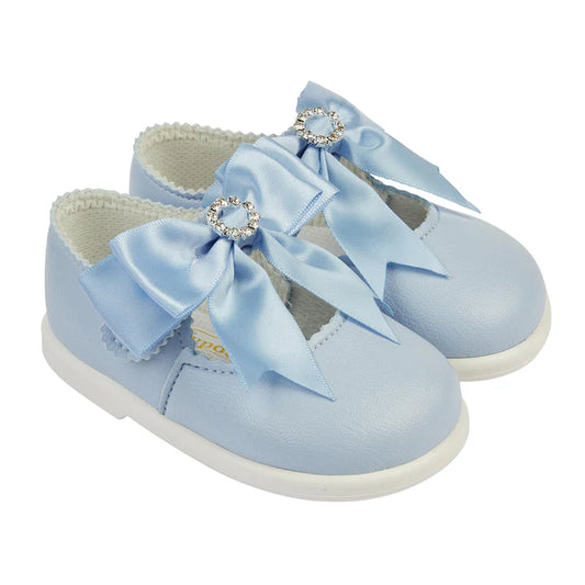Girls Blue Bow First Walker Shoes