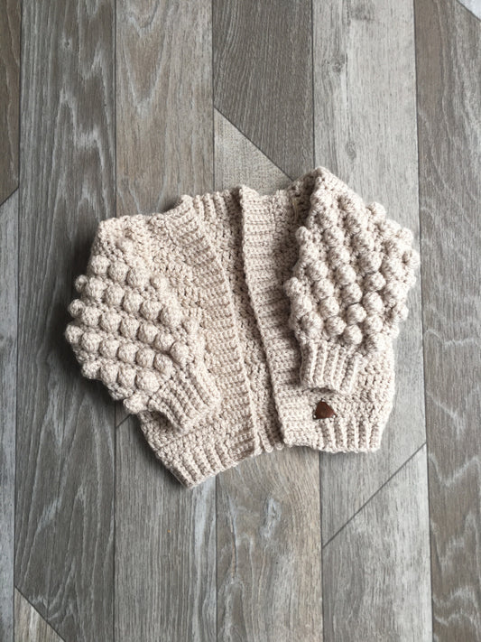 Oversized Bobble Sleeve Knitted Cardigan